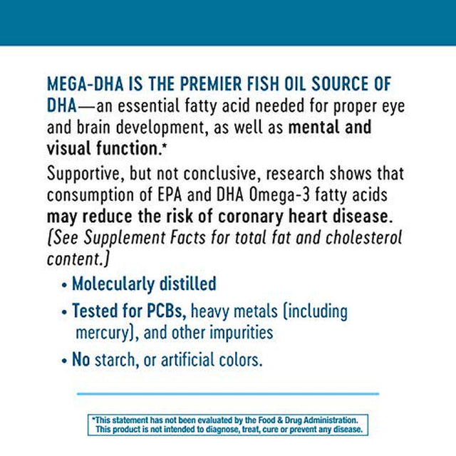 Natureâ€™S Way Mega-Dha Premium Fish Oil, Eye and Brain Health*, Omega-3, 60 Softgels