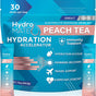 Hydromate Electrolytes Powder Packets Drink Mix Low Sugar Hydration Accelerator Fast Party Recovery with Vitamin C Peach Iced Tea 30 Sticks