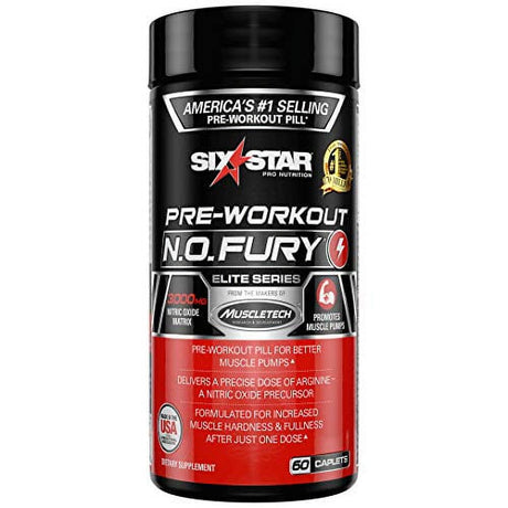 Nitric Oxide Supplement | Six Star Nitric Oxide Fury Pre-Workout | Pre Workout Nitric Oxide Pills for Men & Women | Sports Nutrition Pre-Workout Products | Nitric Oxide Pre Workout Pills, 60 Count