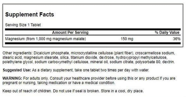 Swanson Magnesium Malate 150 Mg 60 Tablets