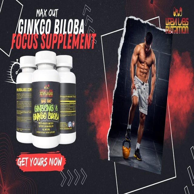 Urbalabs Max Out Ginseng & Ginkgo Biloba Focus Supplement Pills Mood & Memory Support Super Nootropic Booster