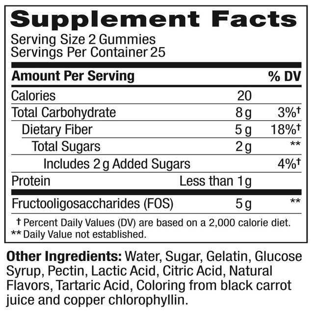 OLLY Fiber Gummy Rings, 5G Prebiotic Fiber, Digestive Support, FOS, Strawberry Watermelon, 50 Ct