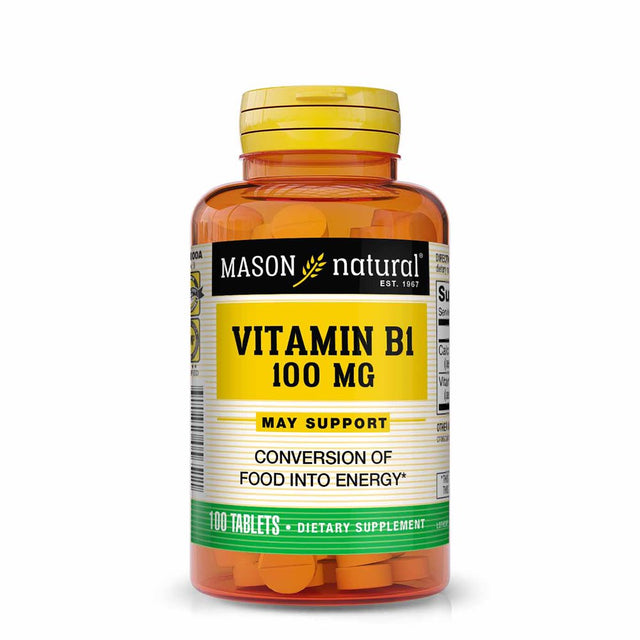 Mason Natural Vitamin B1 (Thiamin) 100 Mg - Healthy Conversion of Food into Energy, Supports Nerve and Immune Health, 100 Tablets