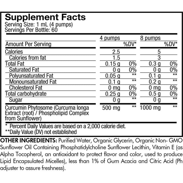 Codeage Nanofood Liposomal Curcumin Phytosome Liquid Supplement, Vegan Turmeric Curcuma Longa Drops, 2 Fl Oz