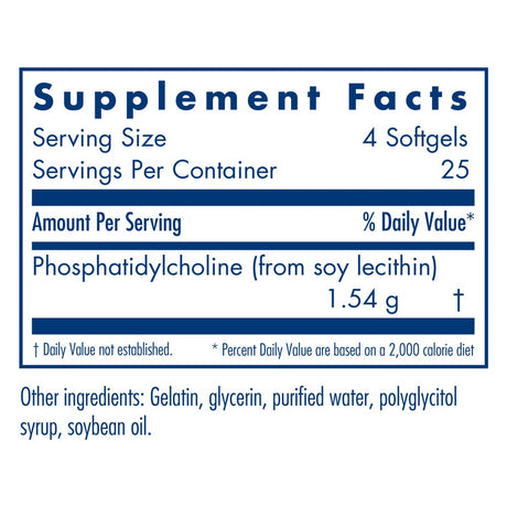 Allergy Research Group - Phosphatidyl Choline - Brain, Liver and Membrane Nutrition - 100 Softgels