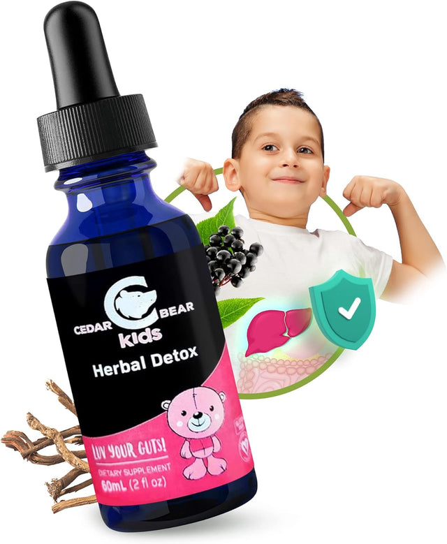 Cedar Bear Herbal Detox for Kids Is a Liquid Herbal Supplement That Helps the Immune System & Protects Organs That Are Often Affected 2 Fl Oz / 60 Ml