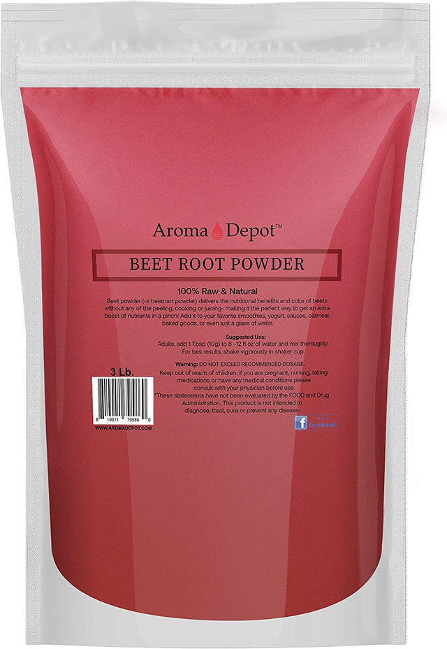 Aroma Depot Beet Root Powder 3 Lb Raw & Non-Gmo I Vegan & Gluten Free I Nitric Oxide Booster I Boost Stamina and Increases Energy I Immune System Booster I 100% Natural