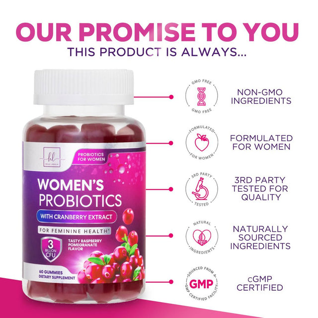 Hello Lovely! Probiotics for Women - Multi Strain Womens Probiotic Gummy W/Cranberry for Vaginal, Digestive, Ph & Immune Health Support, 3 Billion CFU Prebiotic & Probiotic Supplement - 60 Gummies