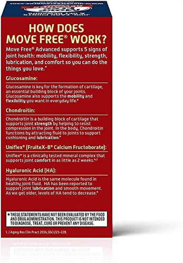 Move Free Triple Strength Glucosamine Chondroitin and Hyaluronic Acid Joint Supplement, 80 Count- 3 Packs