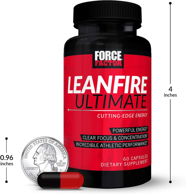 Leanfire Ultimate Pre Workout Energy Pills for Men and Women with L-Theanine and Green Tea Extract to Boost Energy, Enhance Focus, and Improve Athletic Performance, Force Factor, 180 Capsules (3-Pack)