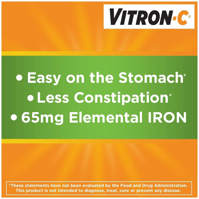 Vitron-C Iron Supplement, Once Daily, High Potency Iron plus Vitamin C, 60 Count