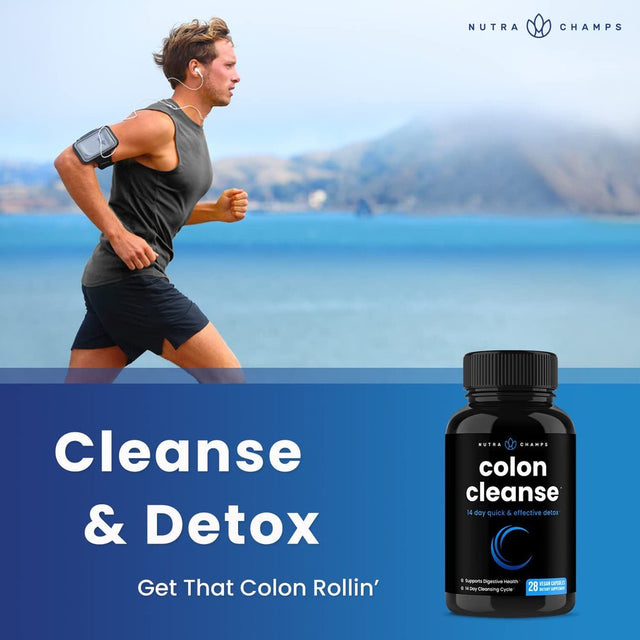 Nutrachamps Colon Cleanse & Detox for Weight Loss [14 Day Quick Cleanser] Safe & Effective Formula with Probiotic & Digestive Enzymes for Constipation Relief - Capsules Supplement to Flush Toxins