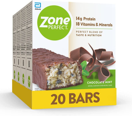 Zoneperfect Protein Bars | 14G Protein | 18 Vitamins & Minerals | Nutritious Snack Bar | Chocolate Mint | 20 Bars