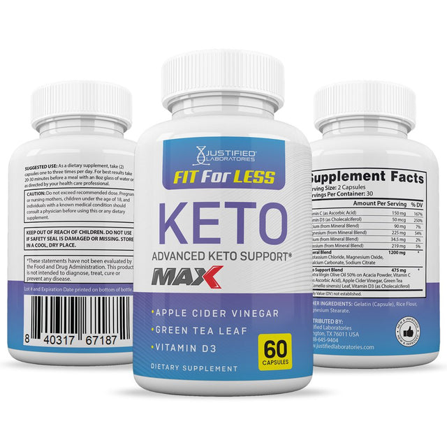 (3 Pack) Fit for Less Keto ACV MAX Pills 1675Mg Alternative to Gummies Dietary Supplement 180 Capsules