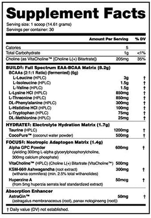 Nutrabio Alpha EAA Hydration and Recovery Supplement - Full Spectrum EAA BCAA Matrix with Electrolytes, Nootropics, Coconut Water - Recovery, Energy, Focus, and Hydration Supplement - New York Punch