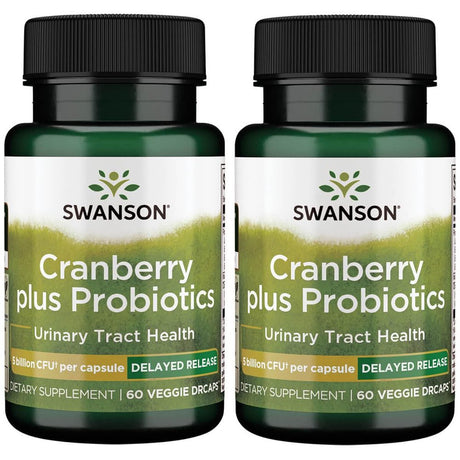 Swanson Cranberry plus Probiotics 5 Billion Cfu 60 Veg Caps 2 Pack