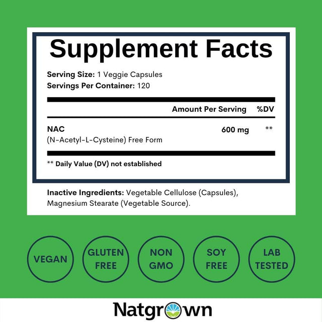 NAC Supplement N-Acetyl Cysteine 600 Mg - Powerful Antioxidant NAC Supplement for Liver Health and Healthy Glutathione Levels Support - 120 Capsules