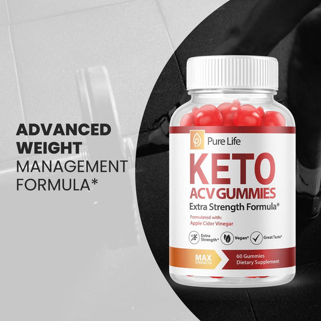 (1 Pack) Pure Life Keto ACV Gummies - Supplement for Weight Loss - Energy & Focus Boosting Dietary Supplements for Weight Management & Metabolism - Fat Burn - 60 Gummies