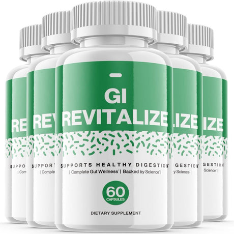 (5 Pack) Gi Revitalize - Dietary Supplement for Digestion and Healthy Gut - Pills for Immune System, Digestive Function, Healthy Stomach, Reduces Bloat - 300 Capsules