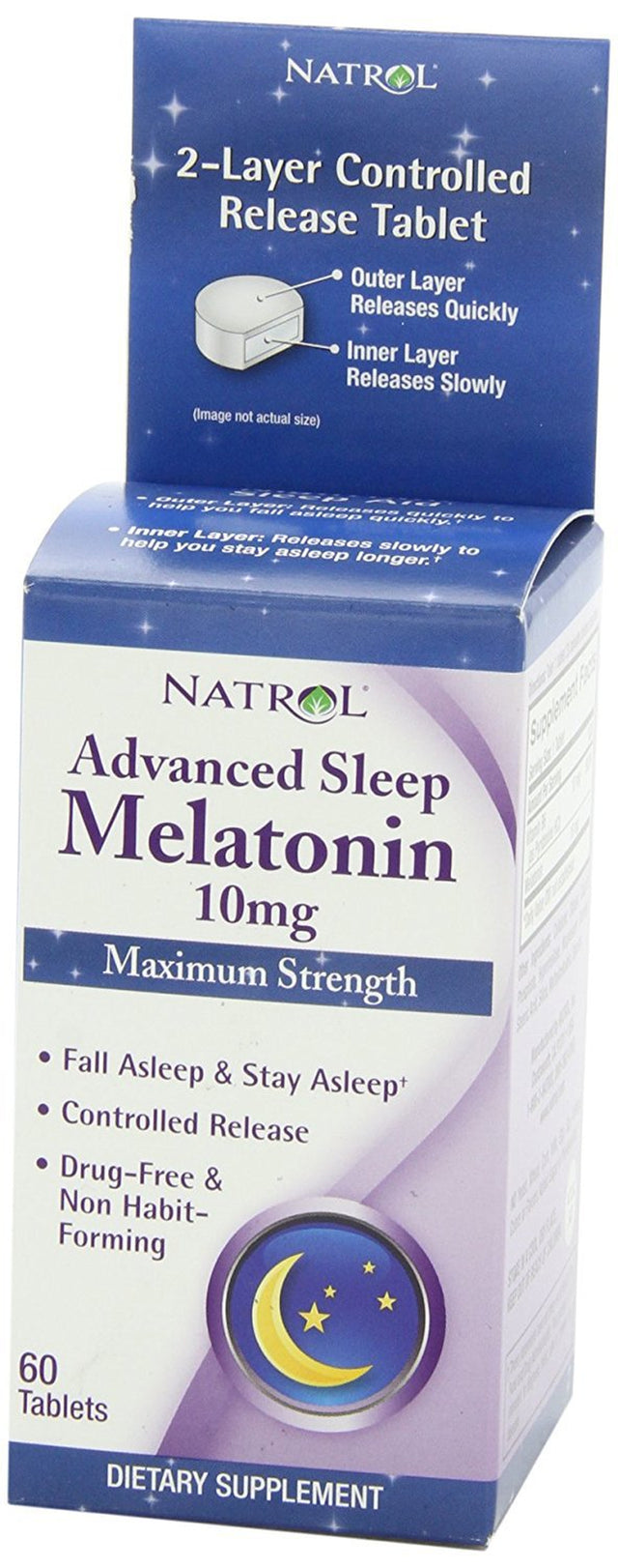 Natrol Advanced Sleep Melatonin Tablets, 10Mg, 60 Count