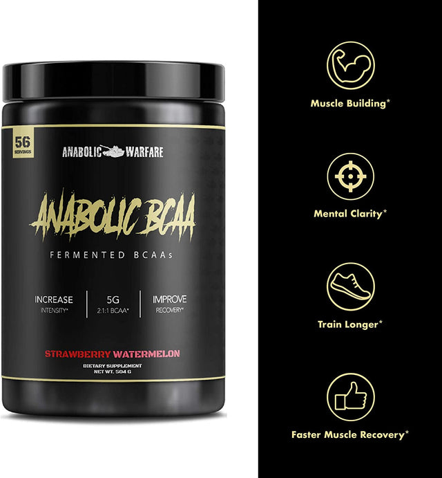 Anabolic Warfare Anabolic BCAA Powder Supplement Bcaas Amino Acids to Fuel Your Workout and Support Muscle Recovery (Strawberry Watermelon - 56 Servings)