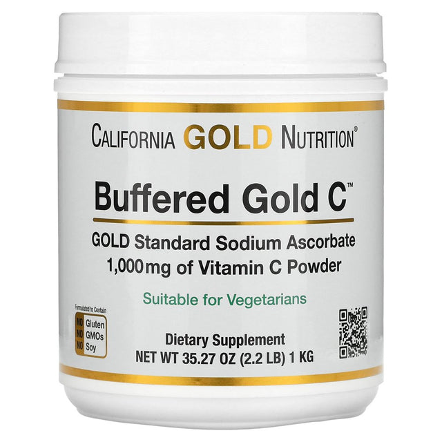 California Gold Nutrition Buffered Gold C, Non-Acidic Vitamin C Powder, Sodium Ascorbate, 2.2 Lb (1 Kg)