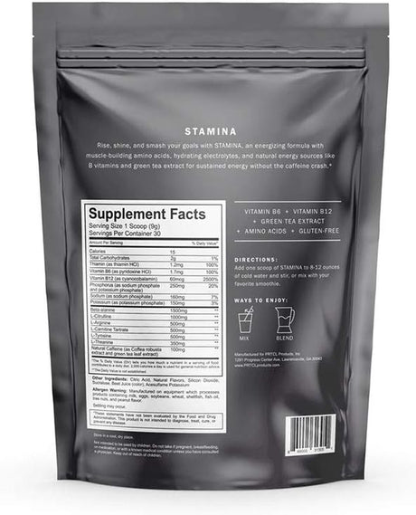 PRTCL Stamina Cranberry Grapefruit Pre Workout Energy BCAA Supplement Powder; 30 Servings, 270G Pouch