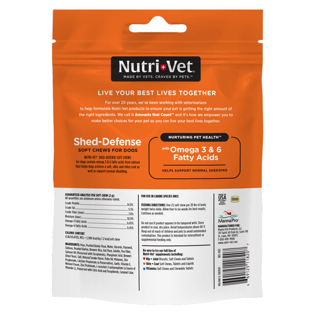 Nutri-Vet Shed Defense Soft Chews for Dogs | Supports Normal Shedding and Healthy Coat | 60 Soft Chews