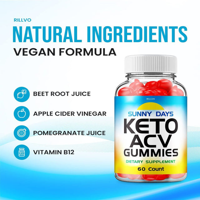 Sunny Days Keto ACV Gummies Sunny Days Advanced Formula Apple Cider Vinegar Keto Gummies Dietary Support Supplement 60 Gummies