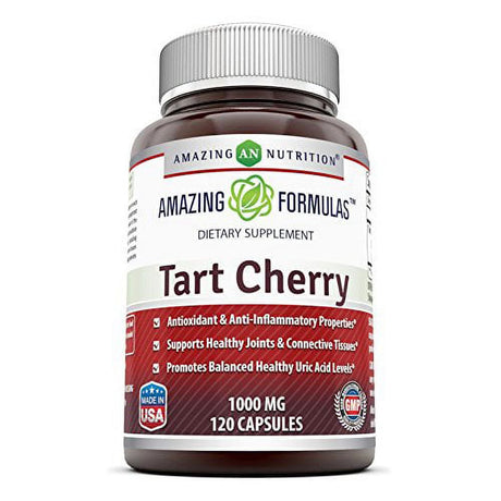 Amazing Formulas Tart Cherry Extract 1000 Mg Capsules - (Non-Gmo, Gluten Free) - Antioxidant Support - Promotes Joint Health & a Proper Uric Acid Level Balance (120 Count)