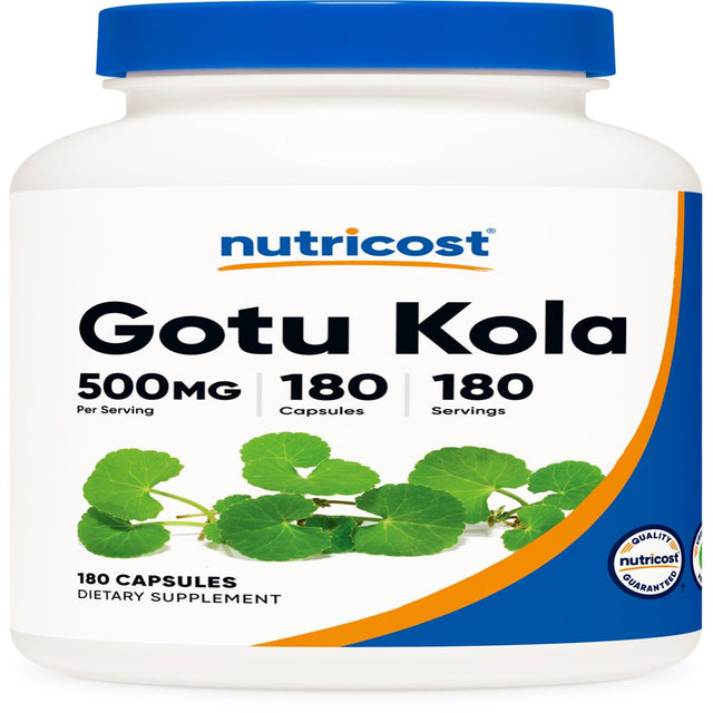 Nutricost Gotu Kola 500 Mg, 180 Capsules - Gluten Free, Non-Gmo Supplement