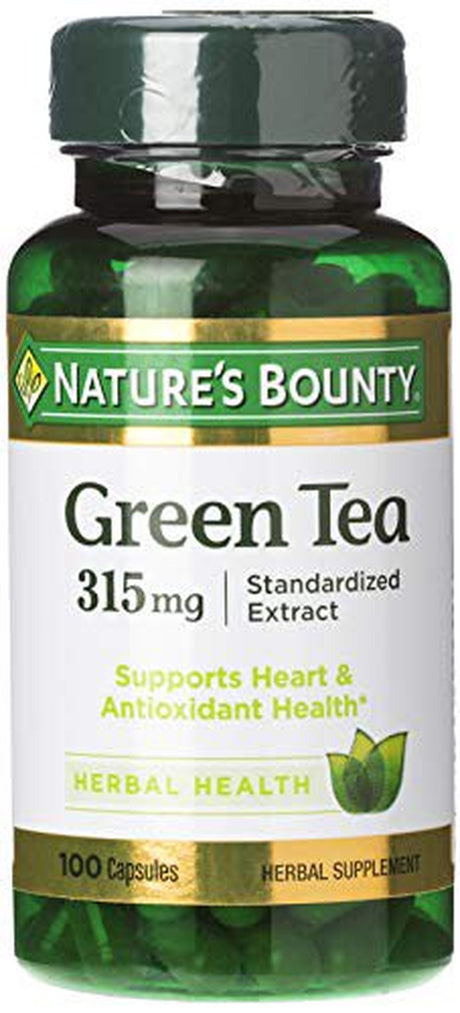 Nature'S Bounty Green Tea Pills and Herbal Health Supplement, Supports Heart and Antioxidant Health, 315Mg, 100 Capsules