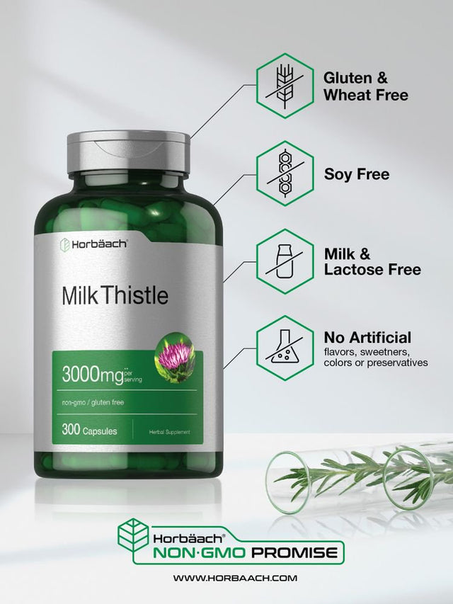 Milk Thistle Extract | 3000Mg | 300 Capsules | by Horbaach