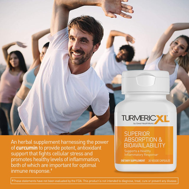 Turmericxl Joint Support & Supports Healthy Inflammatory Response - Delivers 45X More Curcumin - High Absorption - Gluten-Free – 250Mg, 30 Veggie Capsules