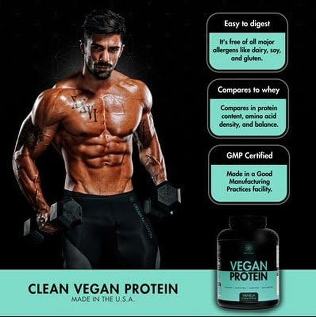 Clean Pea Protein Powder Vanilla | Vegan, All Natural, Non-Gmo, Gluten Free | 5Lbs up to 227 Servings