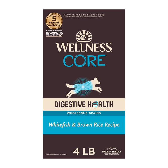 Wellness CORE Digestive Health Whitefish & Brown Rice Dry Dog Food, 4 Pound Bag