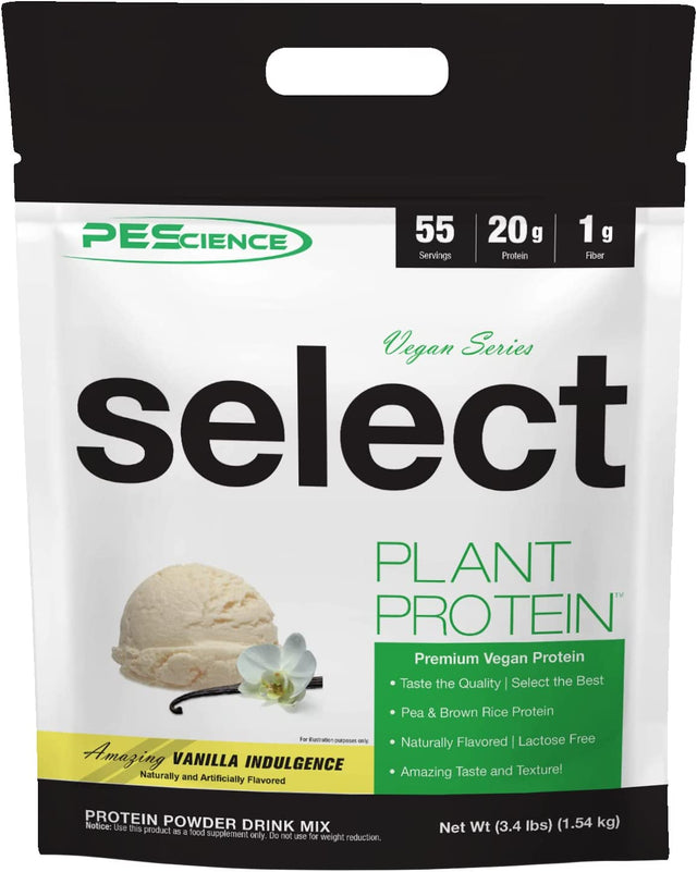 Pescience Select Vegan Plant Based Protein Powder, Vanilla, 55 Serving, Premium Pea and Brown Rice Blend