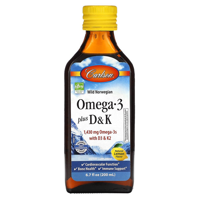 Carlson Labs - Omega-3 + D & K Liquid Lemon 1430 Mg. - 6.7 Fl. Oz.