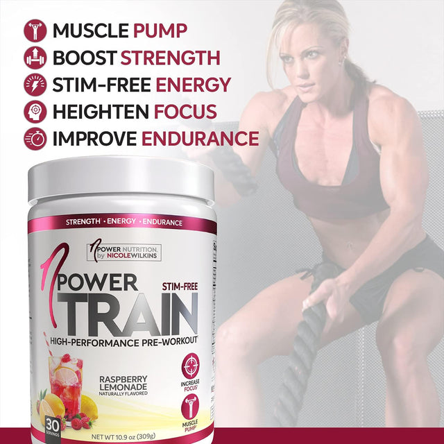 Npower Nutrition-Train Pre-Workout for Women, Raspberry Lemonade, 30 Servings, Stimulant Free, Increase Focus & Muscle Pumps