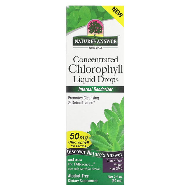 Nature'S Answer Alcohol-Free Chlorophyll 50Mg 2Oz Liquid | Internal Deodorant | Skin and Hair Support | Supports Immune Function, Detoxification | Gluten Free, Non-Gmo | Single Count