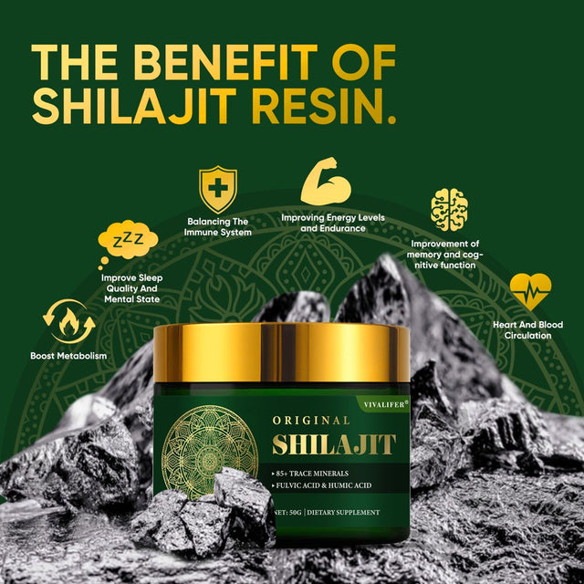 500Mg Himalayan Shilajit Resin Supplement, 85+ Trace Minerals Complex for Brain Booster & Energy, Immune Support, Overall Health - 50G (2-3 Month Supply)