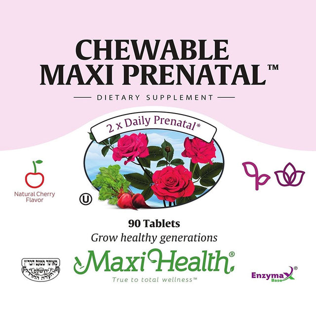 Maxi Health Kosher Vitamins Maxi Prenatal - Chewable - 90 Ct