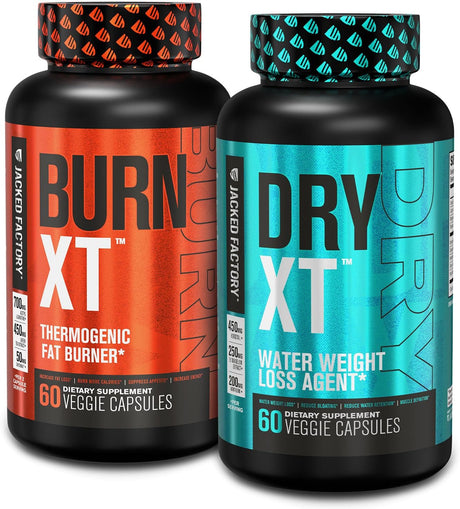 Burn-Xt Thermogenic Fat Burner - Weight Loss Supplement & Appetite Suppressant - 60 Capsules & Dry-Xt Water Weight Loss Diuretic Pills - Natural Supplement for Reducing Water Retention - 60 Capsules