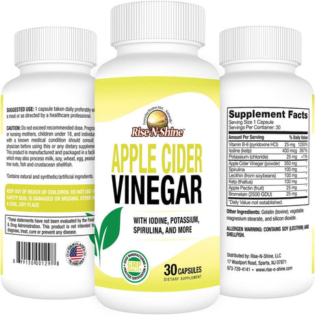 Rise-N-Shine, Apple Cider Vinegar Complex with Iodine Potassium Spirulina and More, 30 Count