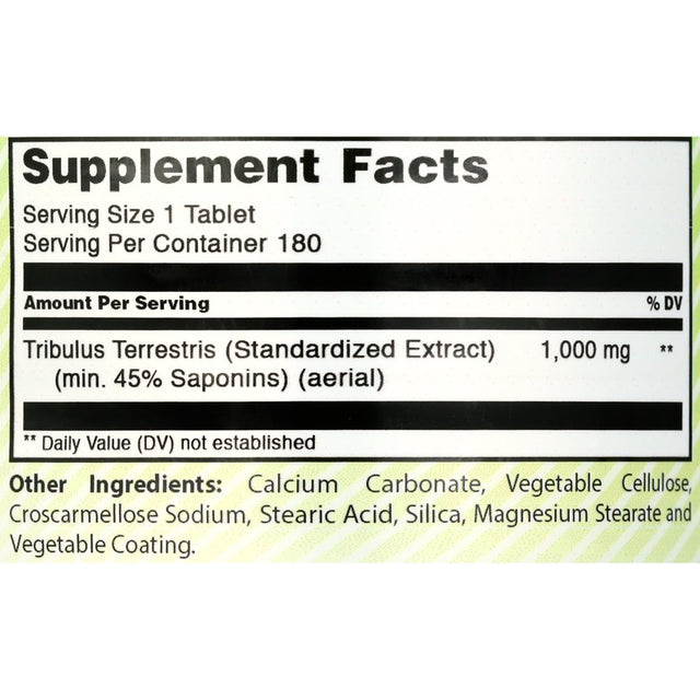 Amazing India Tribulus Extract Dietary Supplement - 1000MG Tablet (Non-Gmo) - Standardized to Contain Min. 45% Saponins - Supports Lean Muscle Mass, Promotes Cardiovascular Health, Immune System (180)