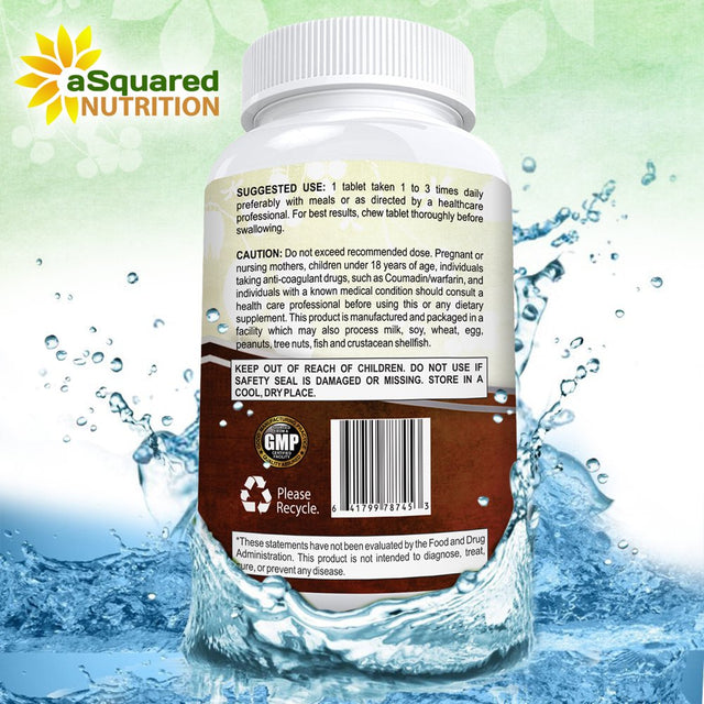 Vitamin D3 with K2 Supplement - 180 Chewable Tablets, Max Strength D-3 Cholecalciferol & K-2 MK7 to Support Healthy Bones, Teeth, Heart - Antioxidant D 3 & K 2 MK-7 Energy Formula for Men and Women