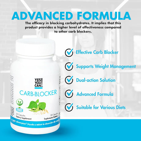 Yes You Can! Carb Blocker, 30 Capsules of Metabolism Booster, Calories and Carbs Intake Reduction, Organic, Gluten-Free