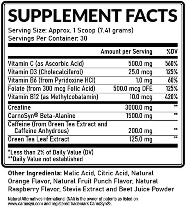 Purpleworks Pre-Workout for Men and Women, Made in USA, Vitamin D for Muscle & Immune Health, Creatine & Beta-Alanine for Strength, Caffeine & B Vitamins for Energy & Focus, Pink Lemonade