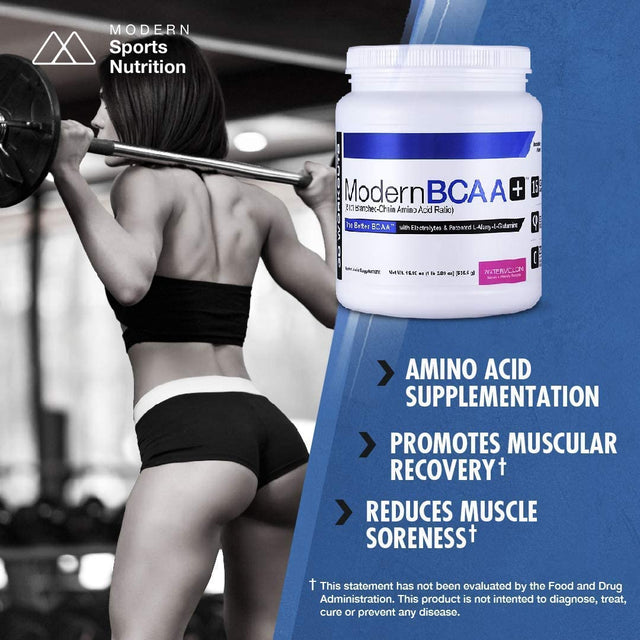 Modern BCAA+ Original Branched Chain Amino Acid Powder Grape | Sugar Free Post Workout Muscle Recovery & Hydration Drink with 15G Amino Acids and 8:1:1 BCAA Ratio for Men & Women | 30 Servings