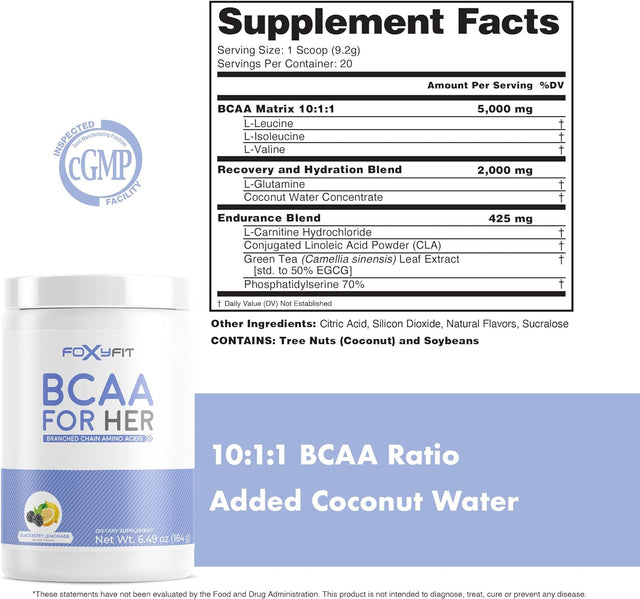 BCAA for Her | Branched Chain Amino Acids for Women to Boost Hydration and Reduce Soreness, Blackberry Lemonade (BCAA Powder - 20 Servings)